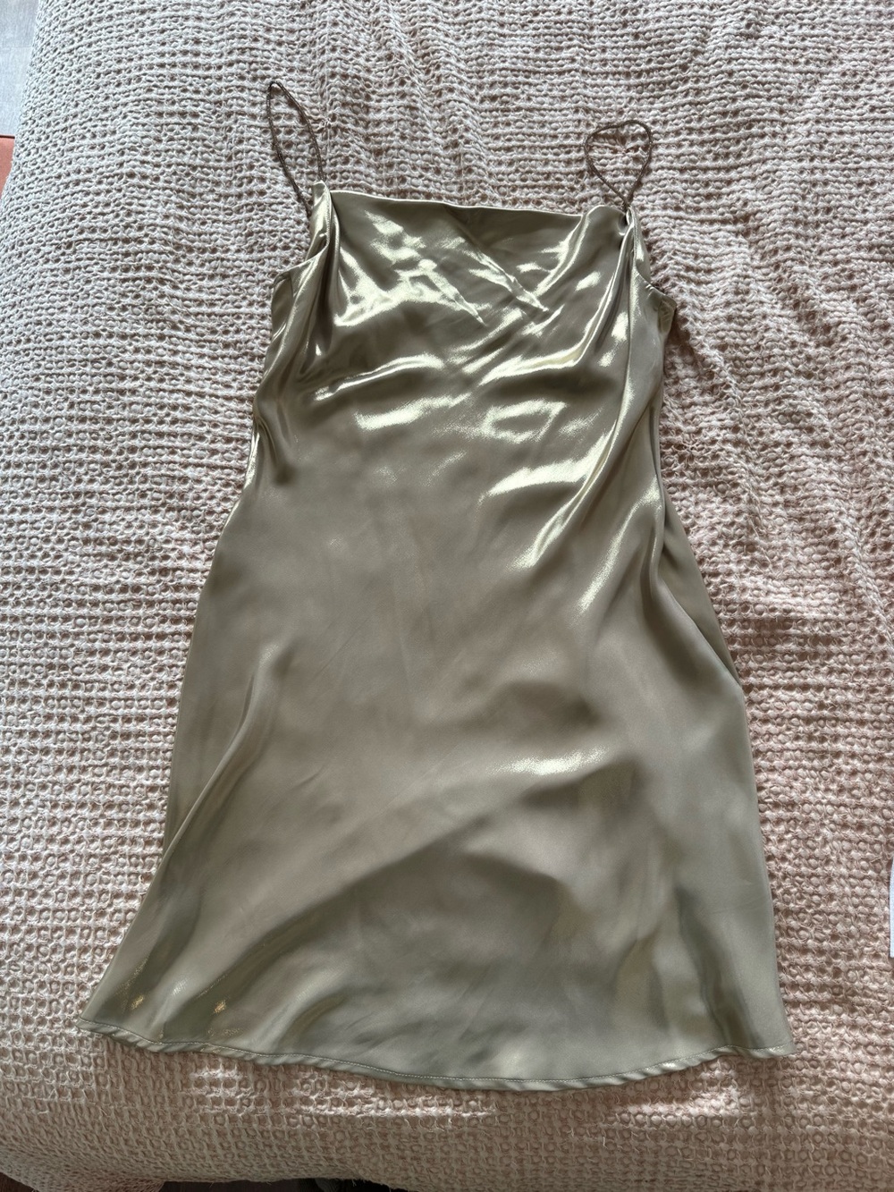 Satin Slip Dress in Metallic Gold